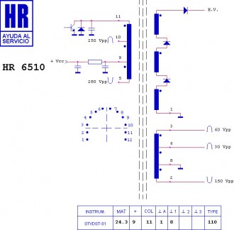 HR6510  Строчний трансформатор ТДКС