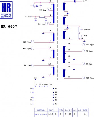 HR6607  Строчний трансформатор ТДКС