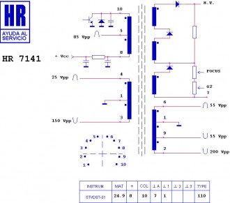 HR7141  Строчный трансформатор ТДКС