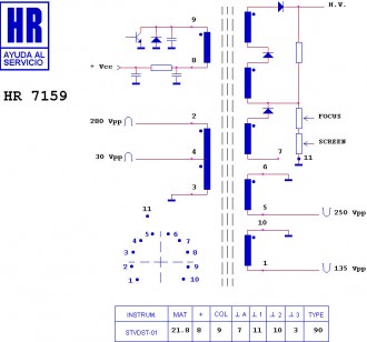 HR7159  Строчный трансформатор ТДКС