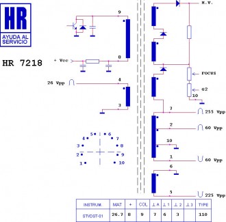 HR7218  Строчный трансформатор ТДКС