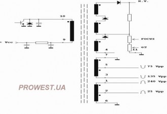 HR7279  Строчный трансформатор ТДКС