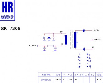 HR7309  Строчный трансформатор ТДКС