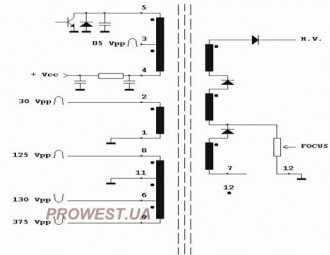 HR7337  Строчный трансформатор ТДКС