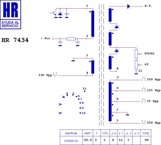 HR7434  Строчный трансформатор ТДКС