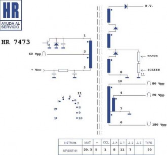 HR7473  Строчный трансформатор ТДКС