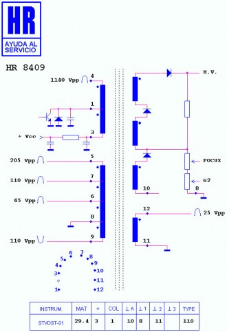 HR8409  Строчный трансформатор ТДКС