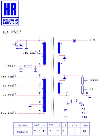 HR8537  Строчный трансформатор ТДКС