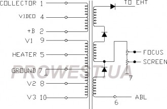 JF0208-0208C  (HR8466)  Строчный трансформатор ТДКС