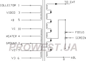 JF0501-1228  Строчный трансформатор ТДКС