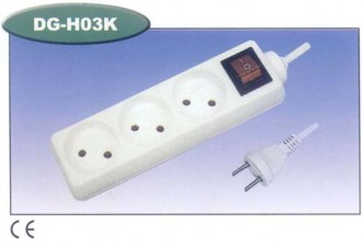 DG-H03K 3м продовжувач електричний  3гнізда з кнопкою.