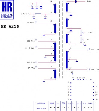 HR6216  Строчний трансформатор ТДКС