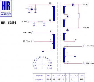 HR6354  Строчний трансформатор ТДКС