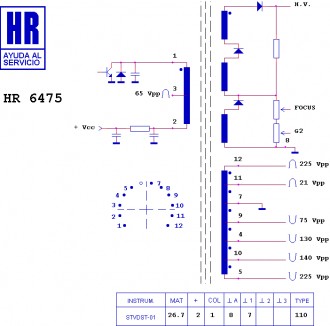 HR6475  Строчний трансформатор ТДКС