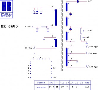 HR6485  Строчний трансформатор ТДКС