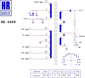 HR6488  Строчний трансформатор ТДКС