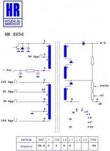 6174V-6008B (HR8656)  Строчный трансформатор ТДКС