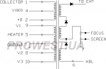 JF0208-0208C  (HR8466)  Строчный трансформатор ТДКС